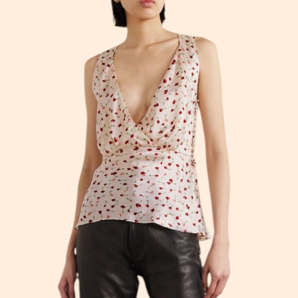 Khaite Oli Florl Satin Tank Top